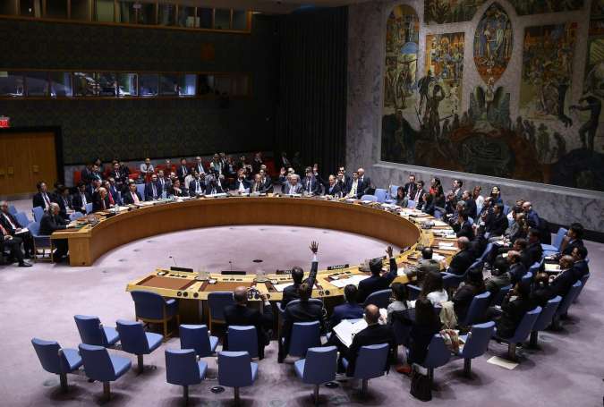 UN Security Council members vote on the Iran resolution at the UN headquarters in New York