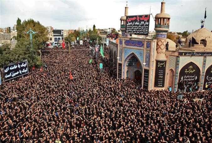 Mourners hold ceremonies in a central square in Ardabil in northwestern Iran to mark Tasu