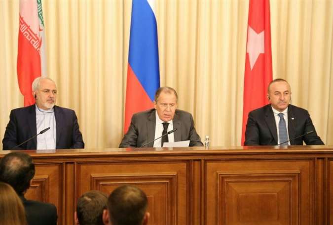 نشست سه جانبه ی وزیران خارجه ی ایران، روسیه و ترکیه در آنتالیا