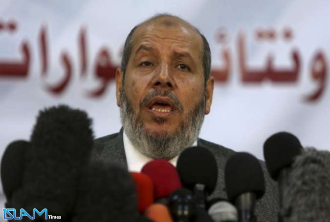 Senior Hamas official Khalil al-Hayya speaks in a news conference in Gaza on Monday