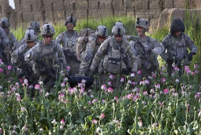 This file photo shows US forces at a poppy filed in Afghanistan