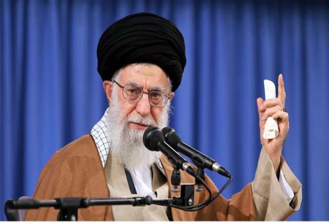 Leader of the Islamic Revolution Ayatollah Seyyed Ali Khamenei speaks at a meeting with a group of Iranian officials in the Iranian capital city of Tehran on December 27, 2017. (Photo by khamenei.ir)