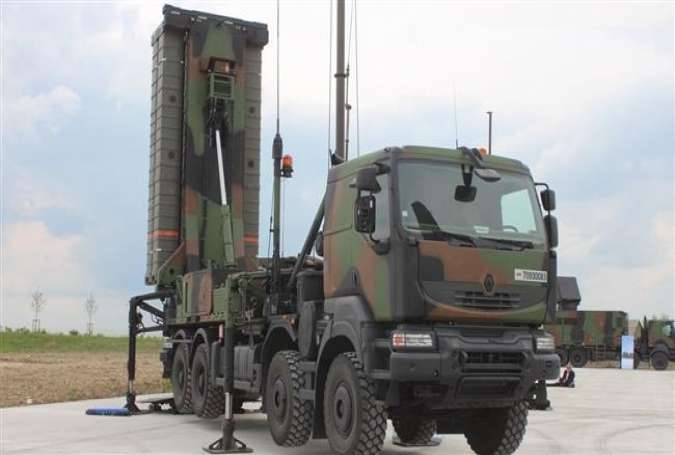 This file photo shows a SAMP/T Aster 30 long-range surface-to-air missile (SAM) system.