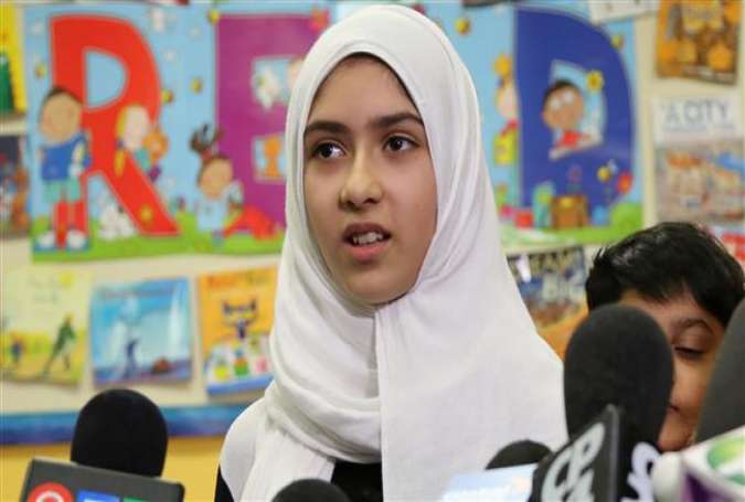 Eleven-year-old Canadian school girl Khawlah Noman speaks to reporters in Toronto, Canada, January 12, 2018. (Photo by Reuters)