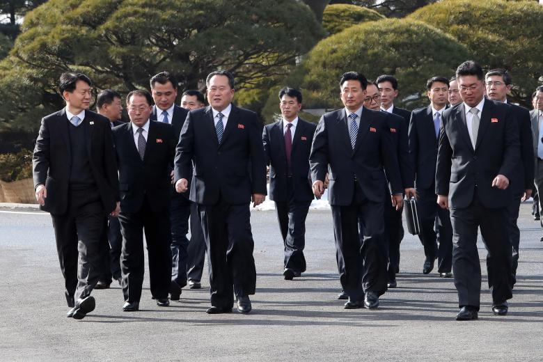 North Korean delegation led by Ri Son Gwon, Chairman of the Committee for the Peaceful Reunification of the Country (CPRC) of DPRK, leave after their meeting at the truce village of Panmunjom in the demilitarized zone separating the two Koreas, South Kor