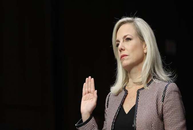 Homeland Security Secretary Kirstjen Nielsen is sworn in during a hearing held by the Senate Judiciary Committee on January 16, 2018 in Washington, DC. (Photo by AFP)
