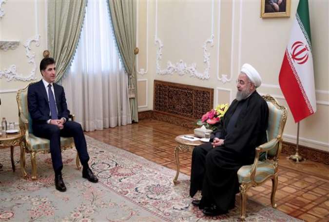 Iran’s President Hassan Rouhani (R) meets with Kurdistan Regional Government (KRG)’s Prime Minister Nechirvan Barzani in Tehran on January 21, 2018. (president.ir)