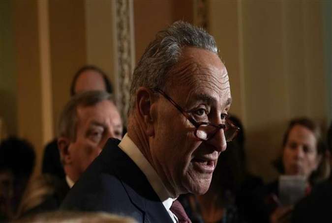 US Senate Minority Leader Senator Chuck Schumer speaks to members of the media after a weekly Senate Democratic Policy Luncheon January 23, 2018 at the US Capitol in Washington, DC. (Photo by AFP)