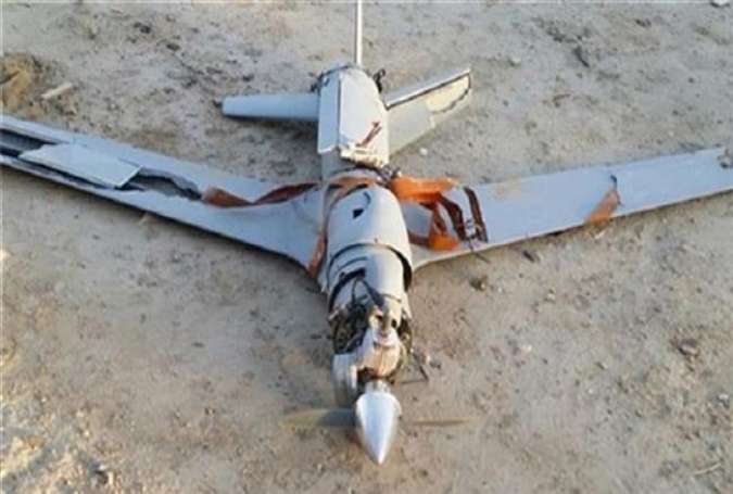 The file photo shows the wreckage of a Saudi drone shot down by Yemeni forces in an undisclosed location.