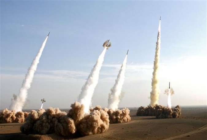 The Iranian Armed Forces test-fire several missiles at once during a drill. (file photo)