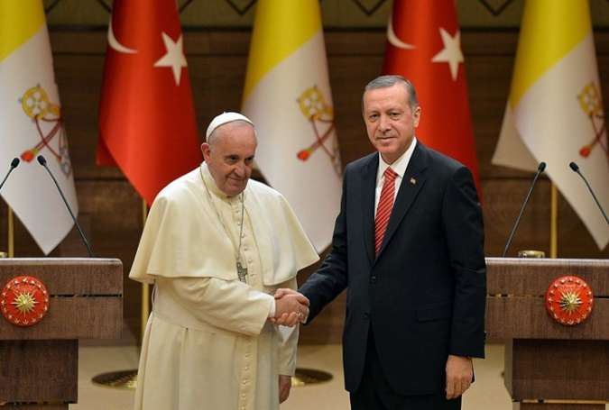 گفتگوی اردوغان با رهبر کاتولیک های جهان در واتیکان با محوریت قدس