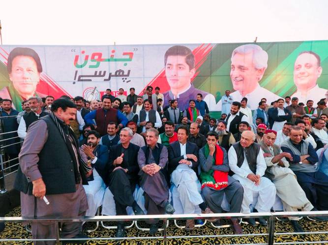 لودھراں، پاکستان تحریک انصاف کے زیراہتمام پپلی موڑ کے مقام پر جلسہ عام، عمران خان سمیت اعلی قیادت شریک