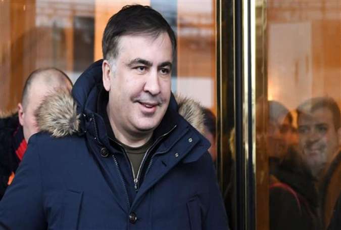 Mikheil Saakashvili leaves a hotel in Kiev, Ukraine, on February 9, 2018. (Photo by AFP)