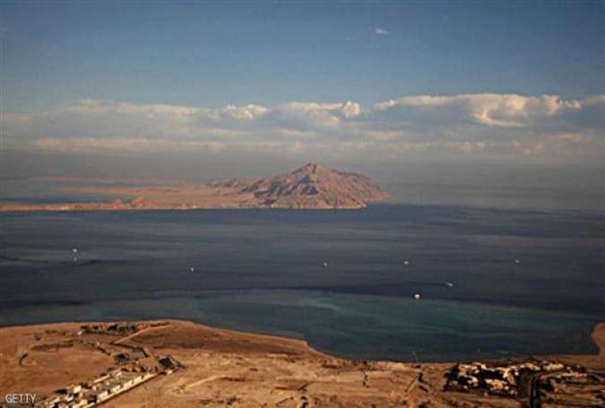 The photo, taken on January 14, 2014 through the window of an airplane, shows the Red Sea