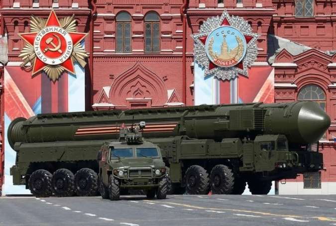 A Russian nuclear missile on display