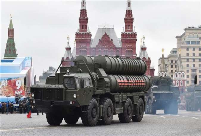 File picture taken on May 9, 2017 shows Russian S-400 Triumph medium-range and long-range surface-to-air missile systems riding through Red Square during the Victory Day military parade in Moscow. (By AFP)