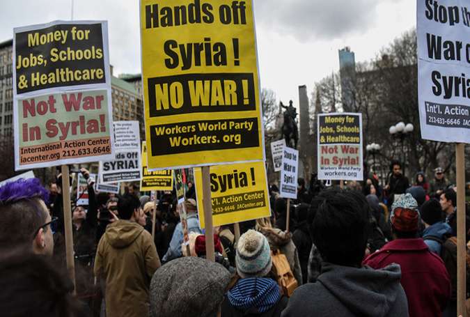 Anti-war protesters rally in New York City against Syria strike