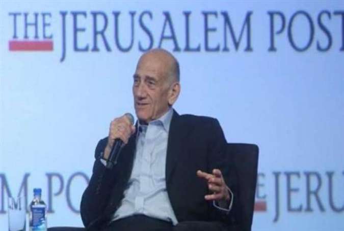 Former Israeli Prime Minister Ehud Olmert speaks at Jerusalem Post Conference on April 29, 2018.