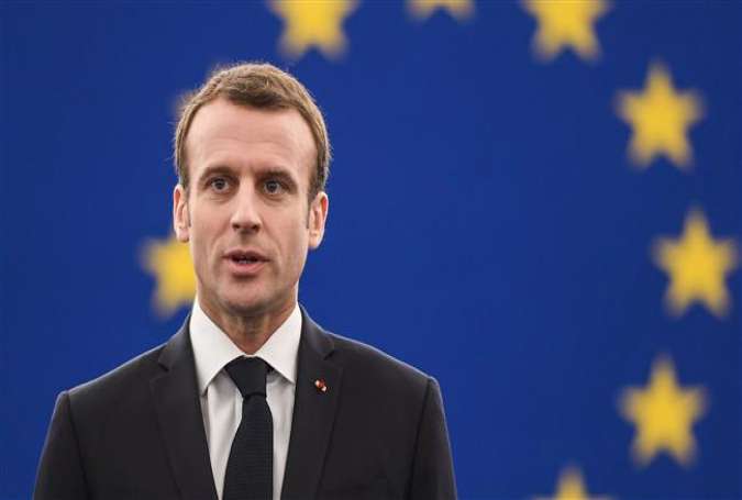 French President Emmanuel Macron arrives for a speech at the European Parliament in the eastern French city of Strasbourg on April 17, 2018. (AFP photo)