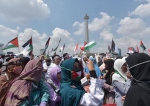 Indonesian Muslims attend a rally in Jakarta on May 11, 2018, to protest against US decision to relocate its embassy to Jerusalem al-Quds. (AFP photo)