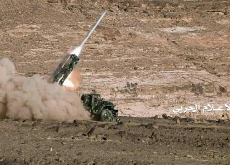 The undated photo, provided by the media bureau of Yemen’s Operations Command, shows a Yemeni missile shortly after launch.