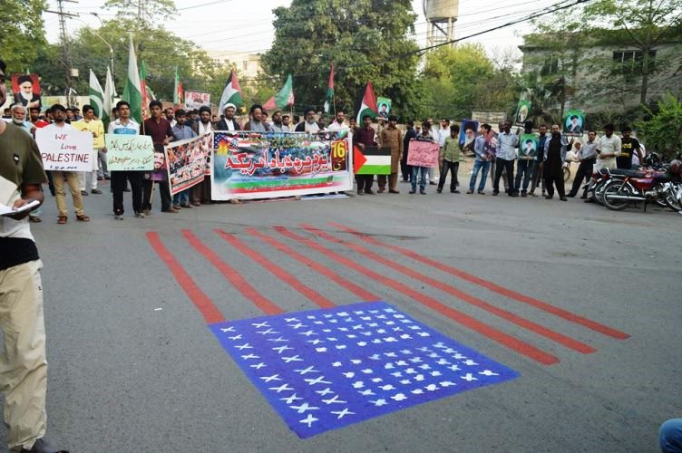 لاہور میں مردہ باد امریکہ و اسرائیل ریلی