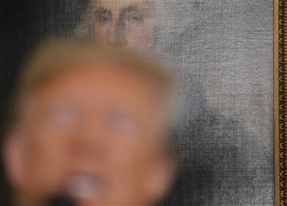 US President Donald Trump announces America’s withdrawal from the Iran nuclear deal in front of a portrait of President George Washington, in the Diplomatic Room at the White House, in Washington, the US, on May 8, 2018. (Photo by Reuters)