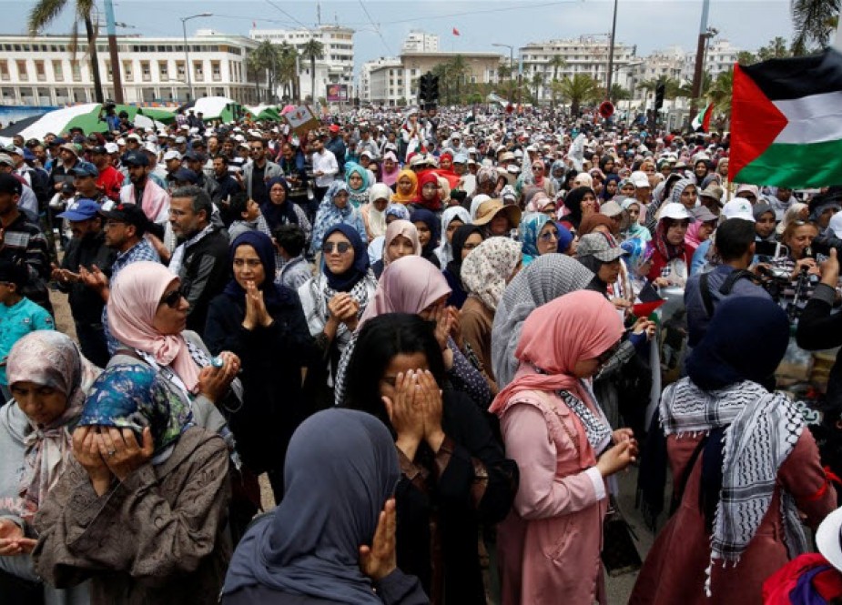 تظاهرات مراکشی‌ها در محکومیت انتقال سفارت آمریکا به قدس + تصاویر
