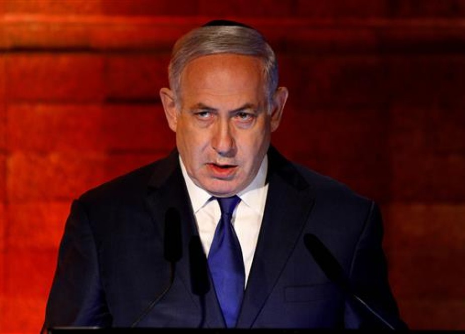 Benjamin Netanyahu menyampaikan pidato di Yerusalem al-Quds pada 11 April 2018. (Foto oleh AFP)