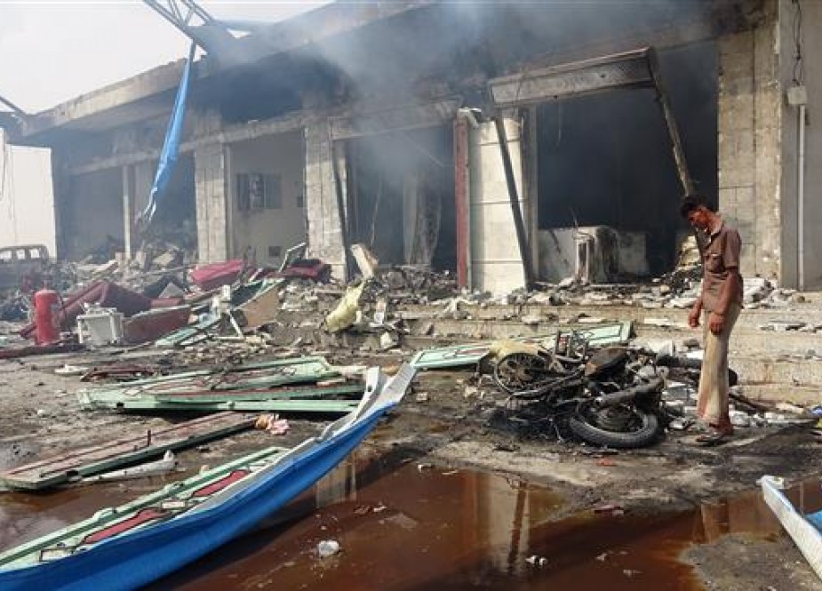 Gas station that was hit by a Saudi airstrike in the district of Abs in the northwestern Hajjah province.jpg
