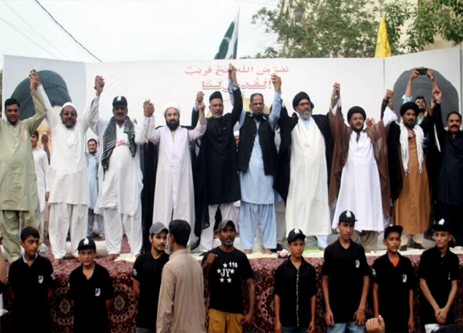 کراچی، شیعہ علماء کونسل کے زیر اہتمام علامہ ساجد نقوی کی قیادت میں القدس ریلی کا انعقاد
