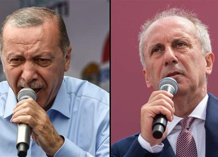 Turkish President Recep Tayyip Erdogan (L), and presidential candidate of Turkey