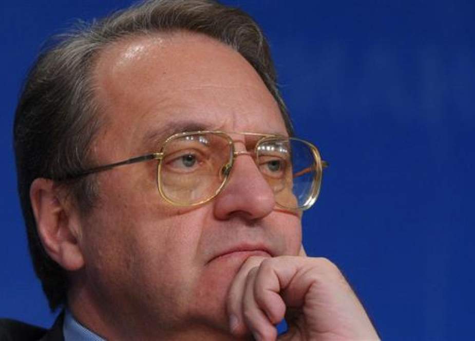 The file photo shows Russian Deputy Foreign Minister Mikhail Bogdanov.