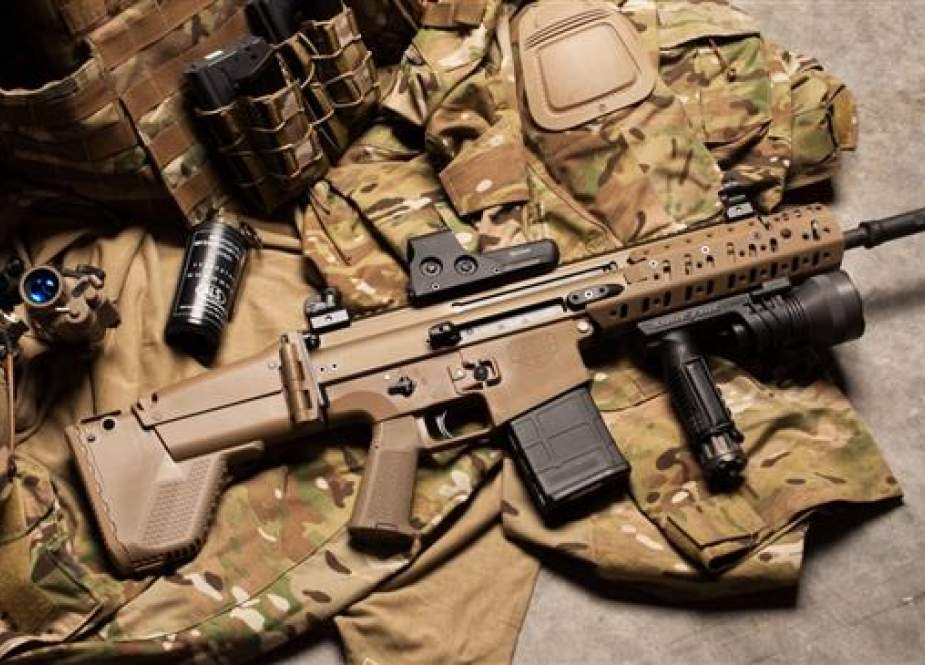 An FN SCAR assault rifle manufactured by Belgium