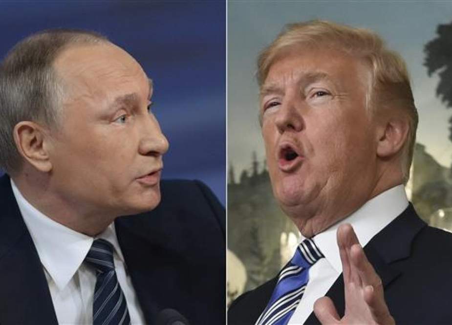 This file combination of pictures created on March 26, 2018 shows Russian President Vladimir Putin(L) and US President Donald Trump. (Photo by AFP)