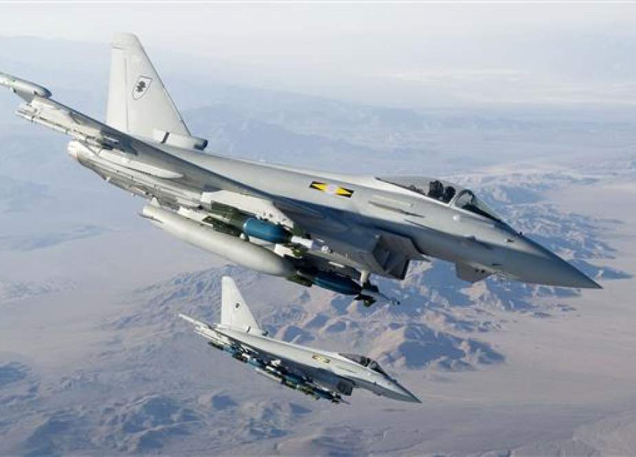 RAF No 11 Squadron Typhoon jets flying sorties in an undisclosed location