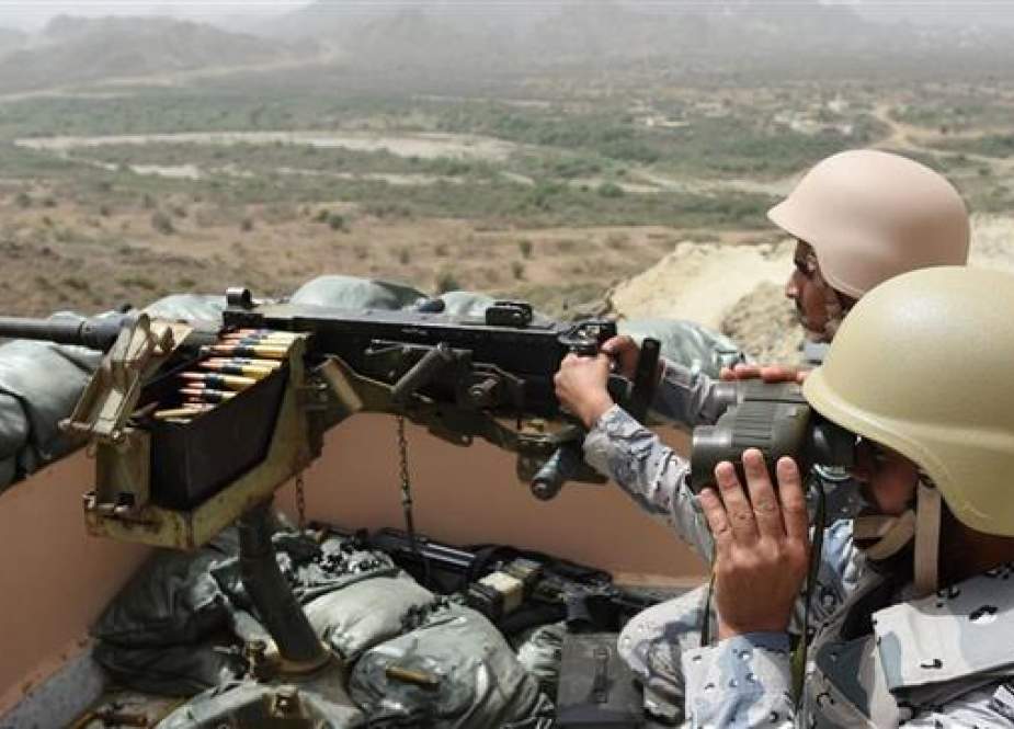 In this file picture, members of the Saudi border guard are stationed at a look-out point on the Saudi-Yemeni border, in southwestern Saudi Arabia. (Photo by AFP)