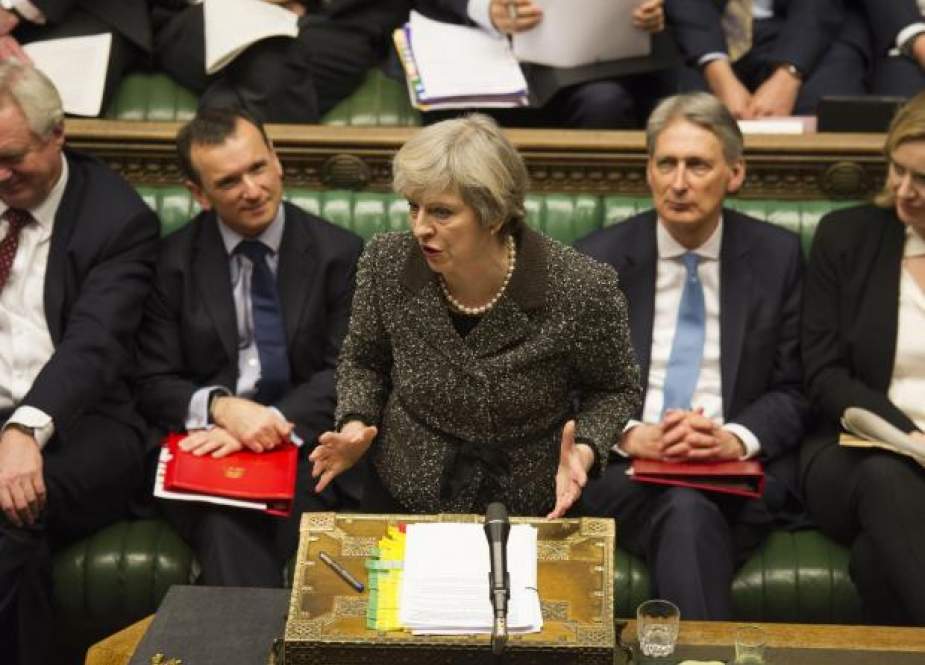 UK Parliament shows British Prime Minister Theresa May.