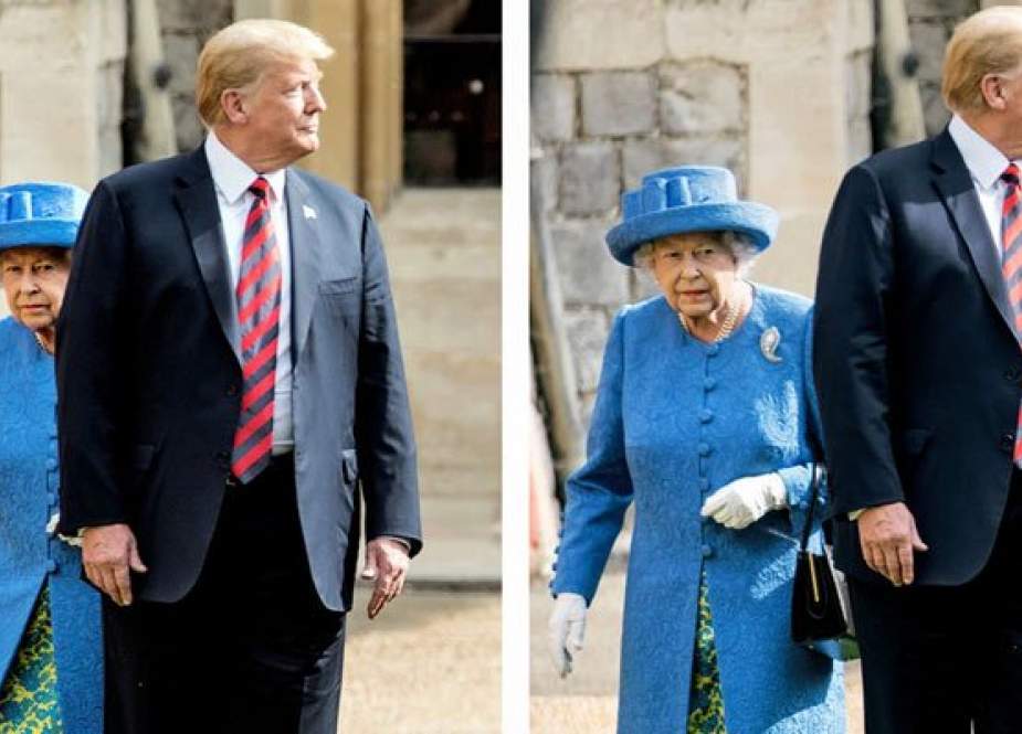 لندن، گارڈ آف آنر کی تقریب میں صدر ٹرمپ نے ملکہ برطانیہ الزبتھ دوم کو کنفیوژ کردیا