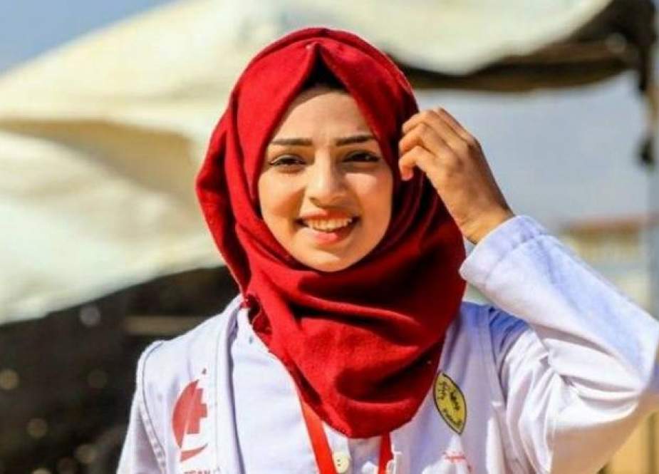 Razan Najjar, a Palestinian nurse who was shot by Israeli occupation forces along Gaza border