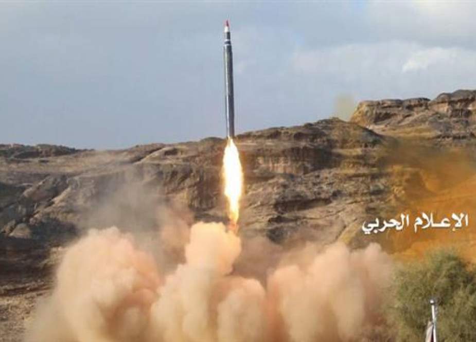 This photo released on Dec 19, 2017 shows Yemen’s Houthi movement launching a Burkan-2 ballistic missile at Riyadh.