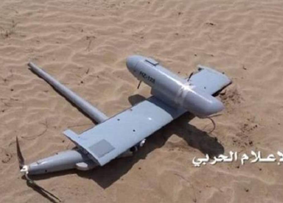 The file photo shows the wreckage of a Saudi drone shot down by Yemeni forces in an undisclosed location. (Photo by the media bureau of Yemen’s Joint Operations Command Center)