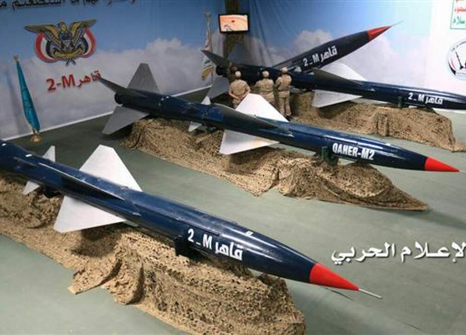This file photo shows three domestically designed and manufactured Qaher 2-M (Subduer 2-M) missiles in the Yemeni capital city of Sana’a. (Photo by the media bureau of Yemen’s Joint Operations Command)