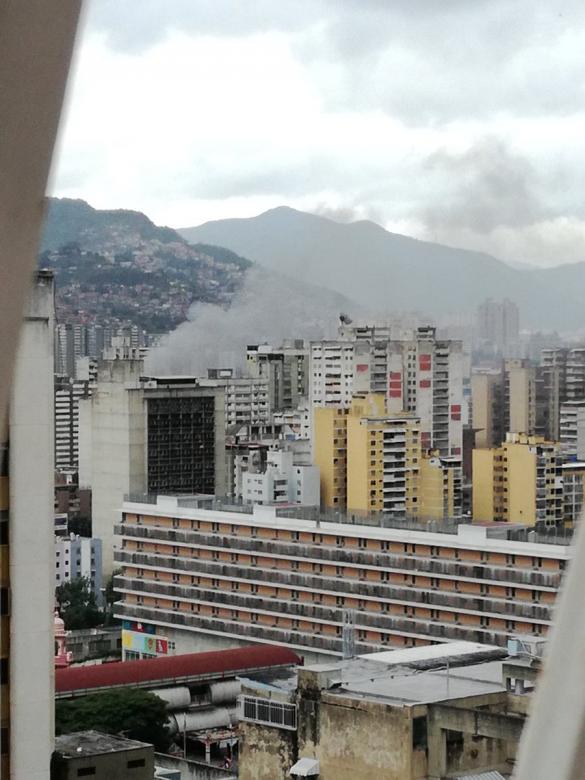 Smoke rises in Caracas, August 4, 2018. One drone was 