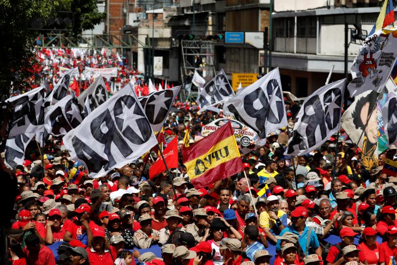 Militia members and supporters of Venezuela's President Nicolas Maduro attend a rally in support of him in Caracas, August 6, 2018. Venezuelan government sympathizers on Monday rallied to show support for President Nicolas Maduro, but the socialist leade
