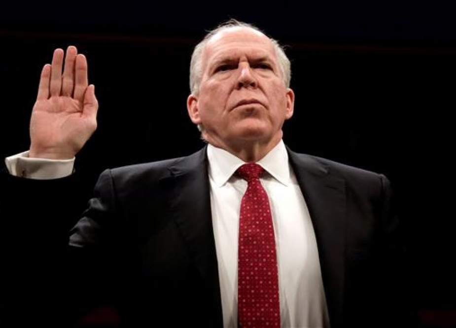 Former CIA director John Brennan is sworn in to testify before the House Intelligence Committee on Capitol Hill in Washington, US, May 23, 2017. (Photo by Reuters)