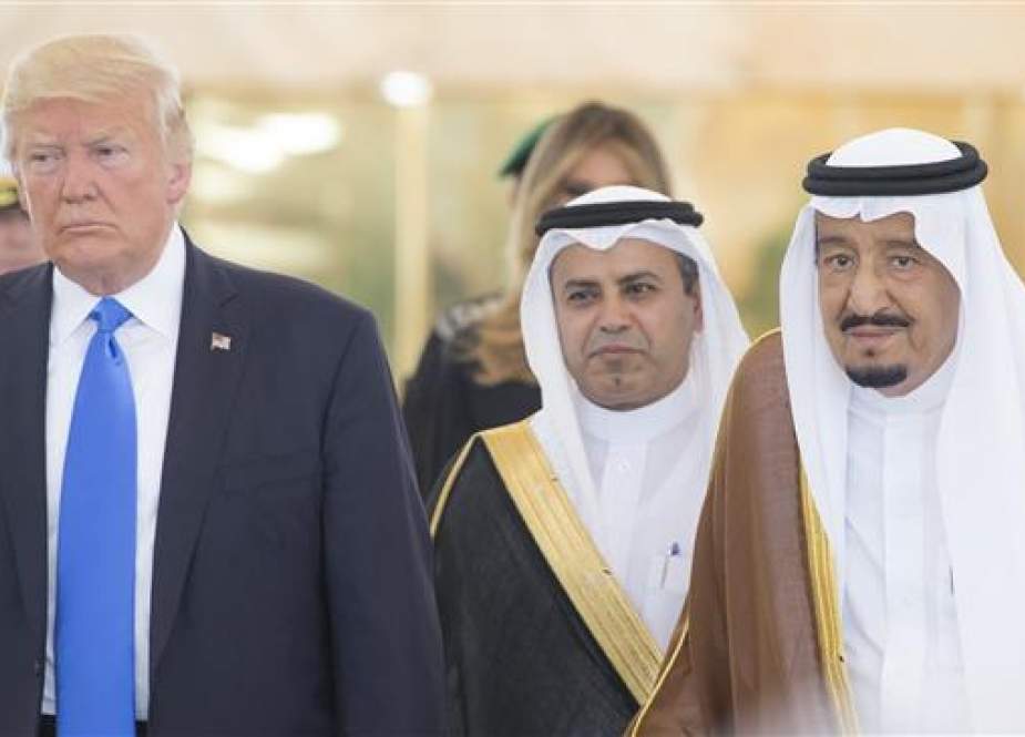 Saudi King Salman receiving US President Donald Trump during a visit to Riyadh in May 2017.
