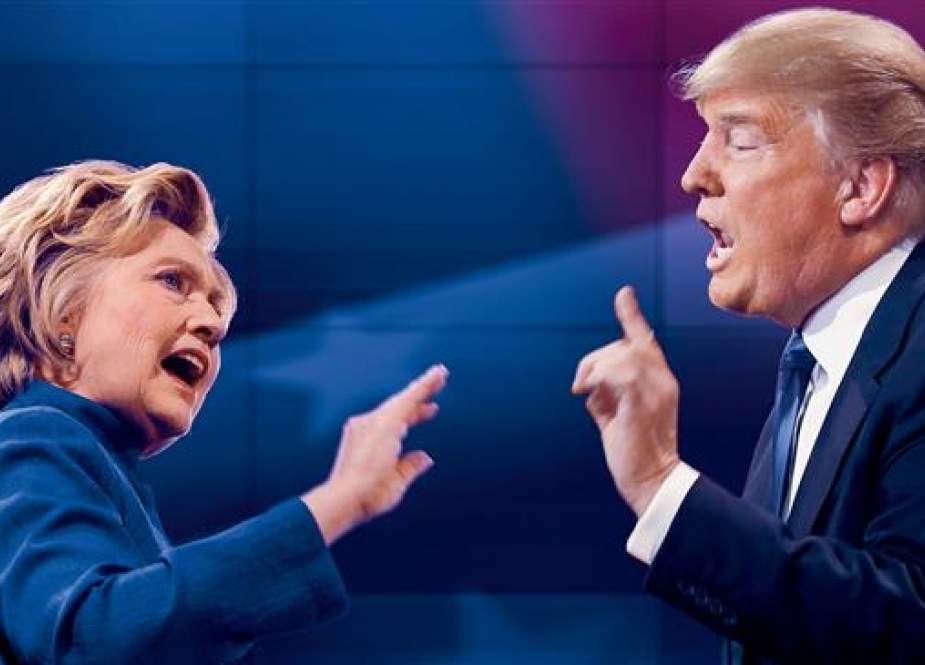 The file photo shows Hillary Clinton (L) and Donald Trump during a presidential debate.