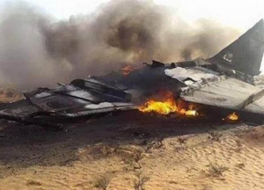 Saudi warplane in flames