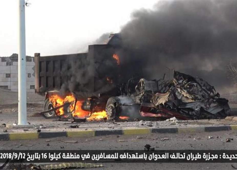 Truck targeted by a Saudi fighter jet on the outskirts of Yemen’s port city of Hudaydah.jpg